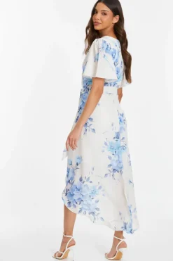 Wrap Dresses|Midi Dresses*Quiz Floral Wrap Midi Tie Dress Multi