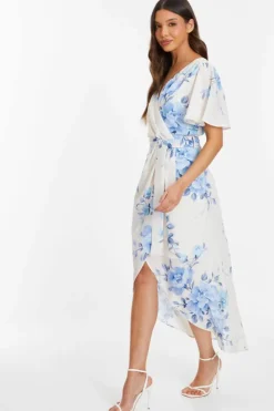 Wrap Dresses|Midi Dresses*Quiz Floral Wrap Midi Tie Dress Multi