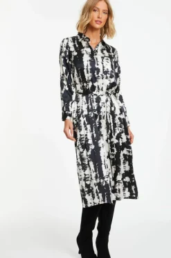 Shirt Dresses*Quiz Satin Marble Print Shirt Dress Multi