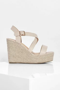 Wedges|Sandals*boohoo Multi Strap Espadrille Wedges nude
