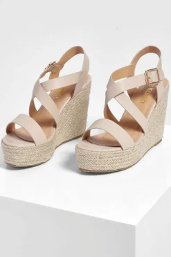 Wedges|Sandals*boohoo Multi Strap Espadrille Wedges nude