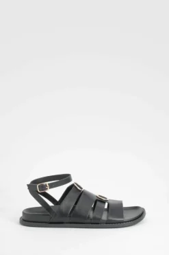 Sandals*boohoo Multi Strap Foot Bed Sandals black