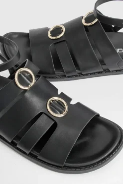 Sandals*boohoo Multi Strap Foot Bed Sandals black