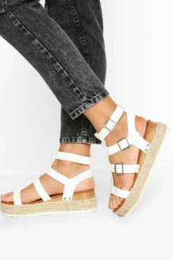 Flats|Sandals*boohoo Multi Strap Gladiator Flatforms white