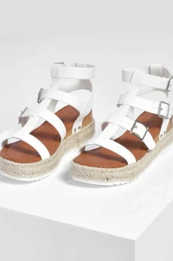 Flats|Sandals*boohoo Multi Strap Gladiator Flatforms white