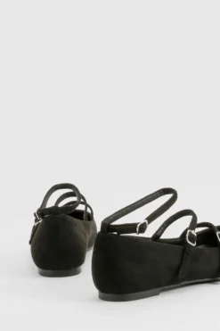 Flats*boohoo Multi Strap Pointed Flats black
