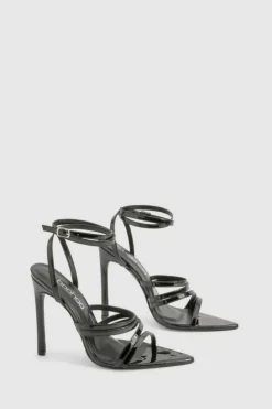 Heels*boohoo Multi Strap Pointed Toe Stiletto Heels black