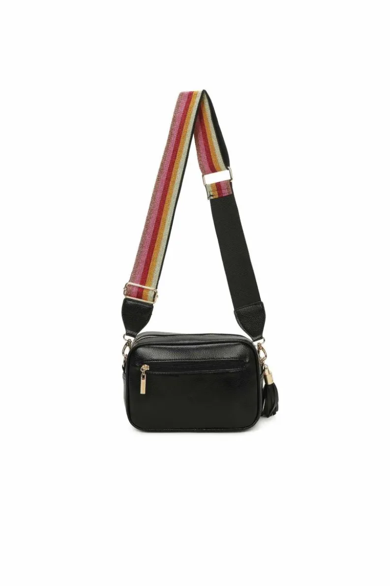 Cross-Body Bags*Kitise Multicolor Metallic Stipe Camera Crossbody Bag With Tassel Charm & Canvas Strap Orange