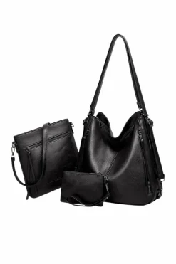 Shoulder Bags|Handbags*Kitise Multifunctional 3-Piece Set Tote/Backpack Shoulder Handbag With Purse Bag Black