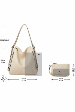 Shoulder Bags|Handbags*Kitise Multifunctional 3-Piece Set Tote/Backpack Shoulder Handbag With Purse Bag Black
