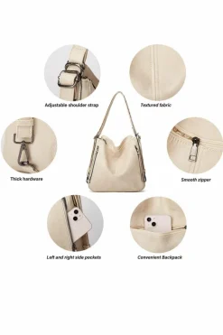 Shoulder Bags|Handbags*Kitise Multifunctional 3-Piece Set Tote/Backpack Shoulder Handbag With Purse Bag Black