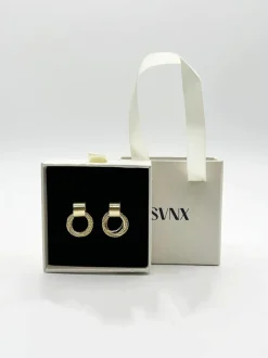 Earrings*SVNX Multi-Layer Circle Stud Earrings in Gold