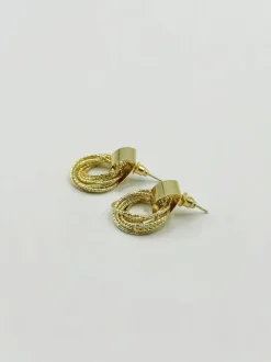 Earrings*SVNX Multi-Layer Circle Stud Earrings in Gold
