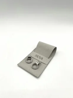 Earrings*SVNX Multi-Layer Circle Stud Earrings in Silver