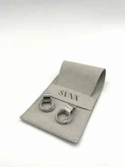 Earrings*SVNX Multi-Layer Circle Stud Earrings in Silver