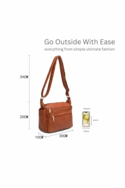 Cross-Body Bags*Kitise Multi-pockets Pu Leather Crossbody Bag Black