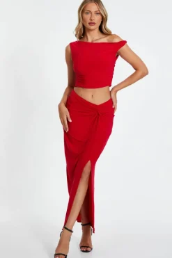 Midi Dresses*Quiz Bardot Ruched Midi Dress Navy