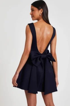 Skater Dresses*Quiz Bow Skater Dress Navy