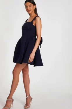 Skater Dresses*Quiz Bow Skater Dress Navy