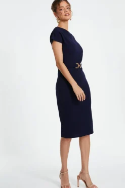 Midi Dresses*Quiz Buckle Detail Midi Dress Navy