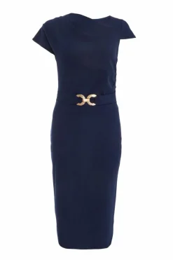 Midi Dresses*Quiz Buckle Detail Midi Dress Navy