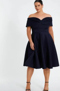 Midi Dresses*Quiz Curve Midi Skater Dress Navy