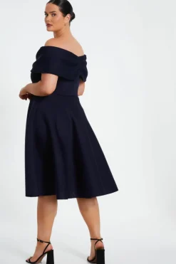 Midi Dresses*Quiz Curve Midi Skater Dress Navy