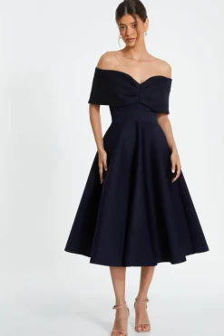 Midi Dresses*Quiz Mesh Polka Dot Skater Midi Dress Navy