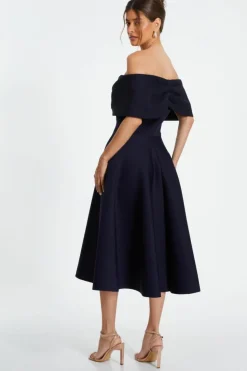 Midi Dresses*Quiz Mesh Polka Dot Skater Midi Dress Navy