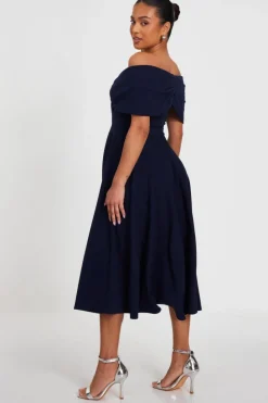 Midi Dresses*Quiz Petite Bardot Midi Dress Navy