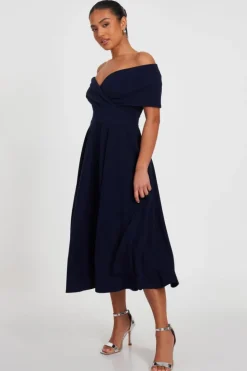 Midi Dresses*Quiz Petite Bardot Midi Dress Navy