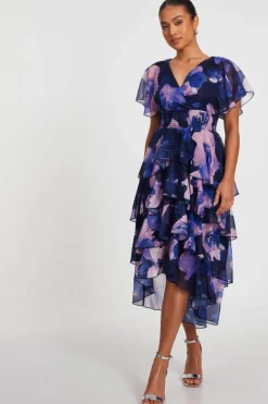 Midi Dresses*Quiz Petite Dip Hem Midi Dress Navy