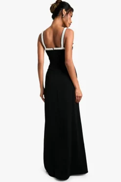 Maxi Dresses|Dresses*boohoo Neck Pearl Trim Detail Maxi Dress black