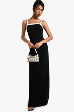 Maxi Dresses|Dresses*boohoo Neck Pearl Trim Detail Maxi Dress black