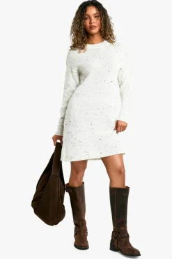 Jumper Dresses|Jumper Dresses*boohoo Nep Knitted Crew Neck Jumper Dress ecru