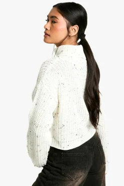 Jumpers*boohoo Nep Knitted Crop Roll Neck Jumper ecru