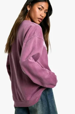 Sweatshirts|Hoodies & Sweatshirts*boohoo New York City Overdyed Oversized Sweatshirt burgundy