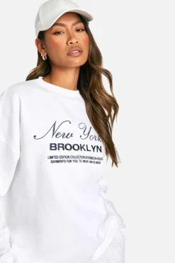 Sweatshirts|Hoodies & Sweatshirts*boohoo New York Embroidered Oversized Crew Neck Sweatshirt ecru