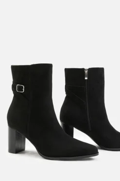 Heeled Boots*Where's That From North' Wide Fit Block Heel Boot With Buckle Detail Black