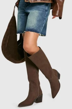 Cowboy Boots|All Boots*boohoo Nubuck Western Cowboy Boots choc brown