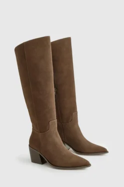 Cowboy Boots|All Boots*boohoo Nubuck Western Cowboy Boots choc brown