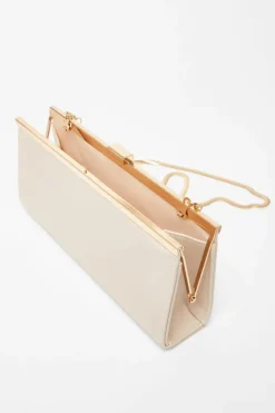Handbags*Quiz Faux Leather Patent Clutch Nude