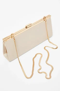 Handbags*Quiz Faux Leather Patent Clutch Nude