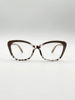 Sunglasses*SVNX pink and Animal print Clear Lens Glasses Nude