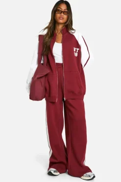 Sweatshirts|Tracksuits*boohoo NY Colour Block Zip Through Bomber Sweatshirt burgundy