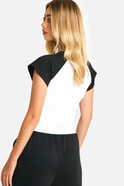 Long Sleeve Tops*boohoo NY Manhattan Printed Jersey Raglan Top white