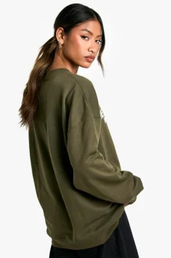 Sweatshirts|Hoodies & Sweatshirts*boohoo NYC Brooklyn Borough Oversized Sweatshirt olive
