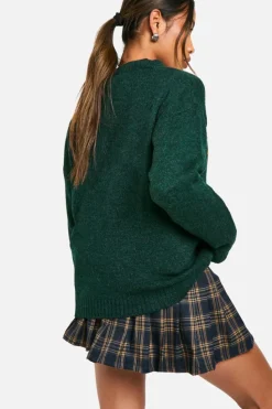 Oversized Jumpers*boohoo Nyc Oversized Knitted Crew Neck Jumper bottle green