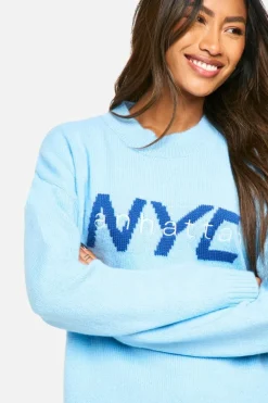Oversized Jumpers|Jumpers*boohoo Nyc Oversized Knitted Crew Neck Jumper baby blue