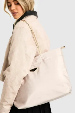 Handbags|Tote Bags*boohoo Nylon Shopper Tote Bag beige